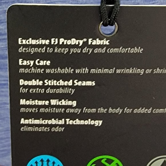 FOOTJOY Polo Shirt Men’s Medium Golf Blue Yellow Stripe Stretch Innisbrook NEW - Picture 6 of 8